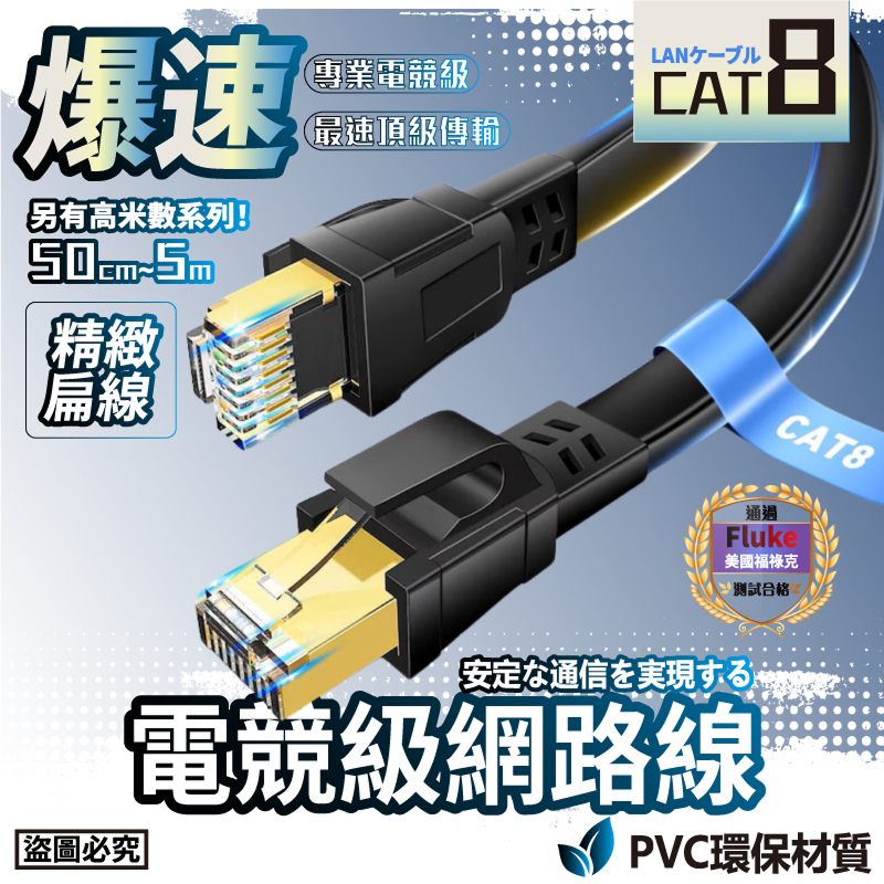 CAT8 系列 CAT8K (黑色扁線) 高速網路線