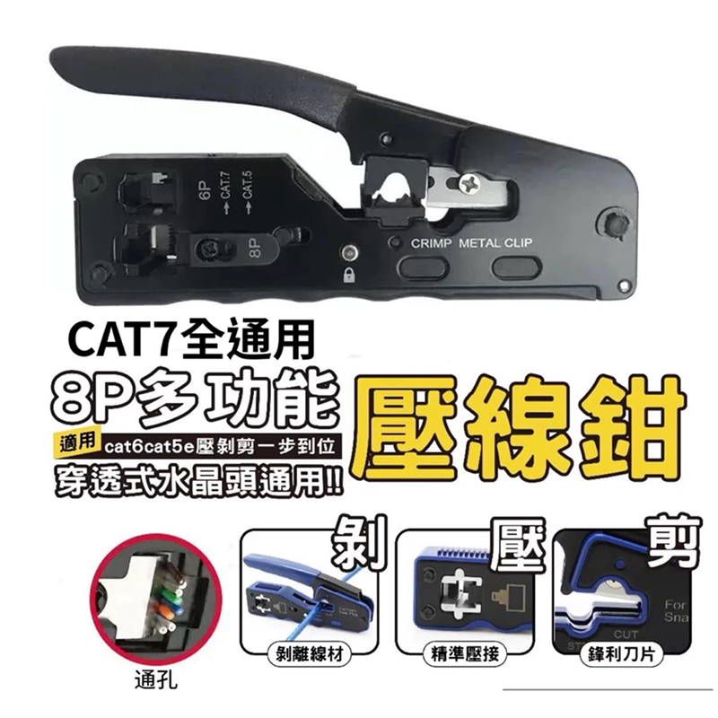 全功能穿透式網路工具鉗 升級版 6PRJ45-07