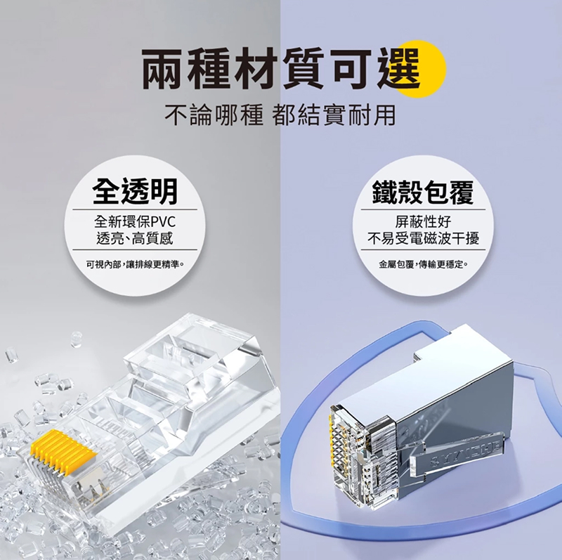 CAT5 CAT6 穿透式 全透明/鐵殼水晶頭