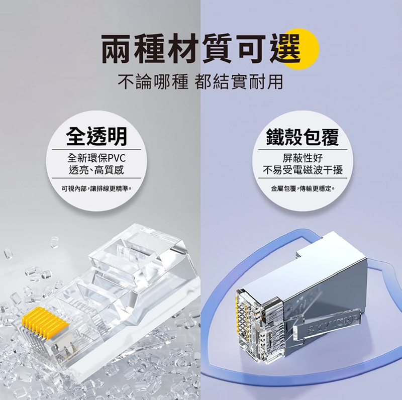 CAT5 CAT6 非穿透式 全透明 / 鐵殼水晶頭 / CAT5 CAT6 CAT7 RJ45 水晶頭保護套