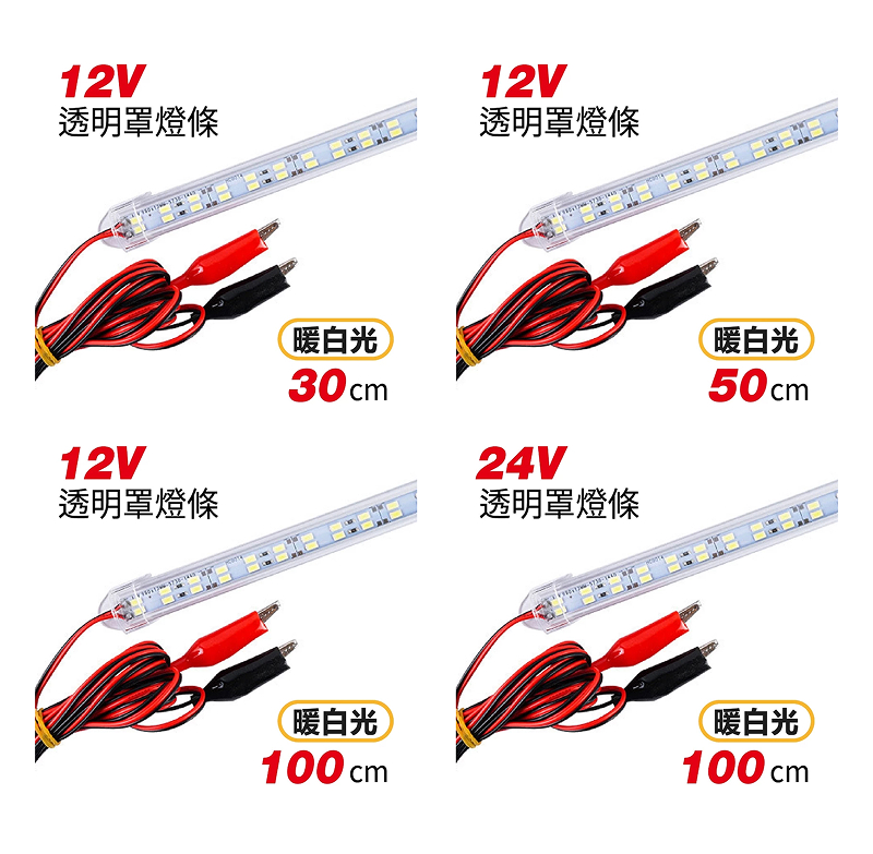 12V 24V 照明燈管 (白光 / 暖白光) / 12V 透明/乳白罩 (白光/暖白光)